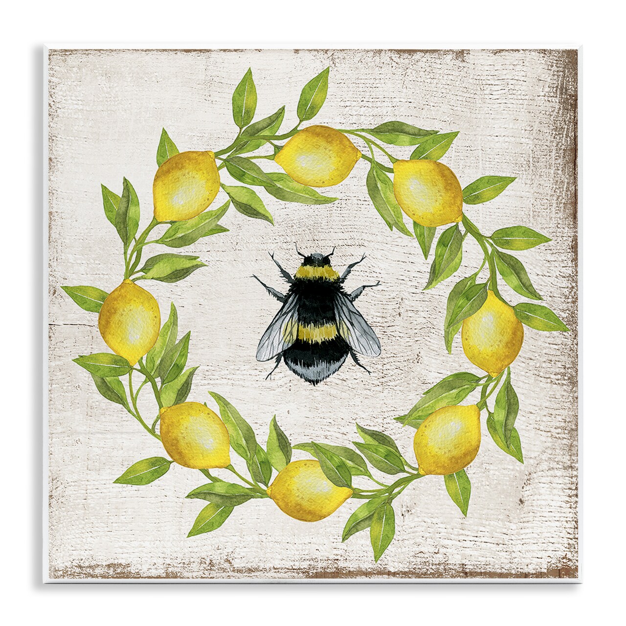 Stupell Industries Lemon & Bee Wreath Wall Plaque Art Design by Creatif Belle
